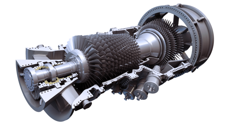 Turbine cutout image for educational purposes showing the inside of a turbine.