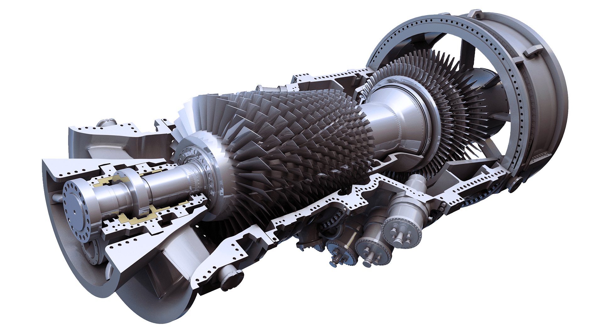 Turbine cutout image for educational purposes showing the inside of a turbine.